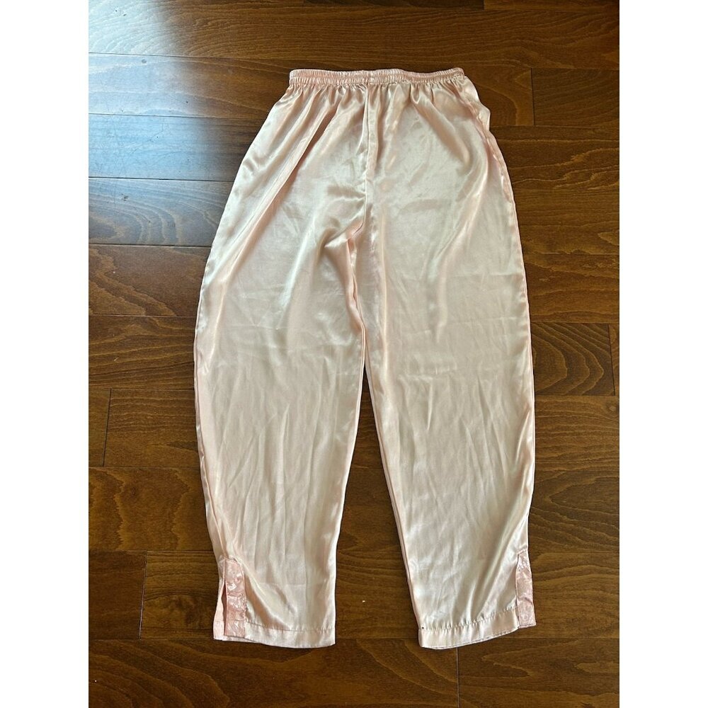 Victoria's Secret Satin Pajama Set M Pink‎ Peach Gold Label Floral Lace DEFECT - Picture 10 of 13